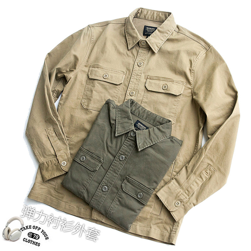 重磅厚实全棉做旧美式工装内搭衬衫长袖外穿多口袋夹克外套休闲,男装,衬衫,淘宝优惠券,粉丝福利购,淘宝优惠卷