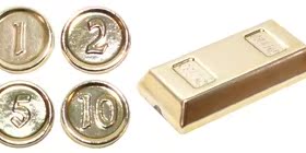 全新 乐高Lego 零配件 97053 电镀金色 金砖金块金币 1 2 5 10元