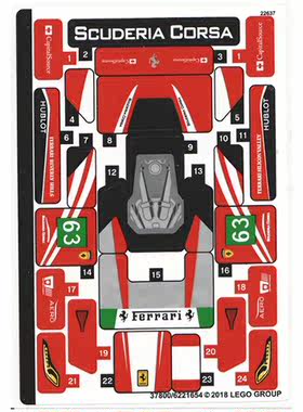 全新 乐高Lego 原装贴纸 赛车系列 75886 法拉利 488 GT3 车队