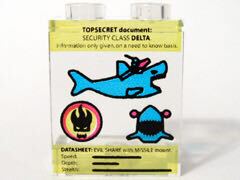 乐高4864 1x2 透明印刷 墙窗板agt013 导弹鲨鱼 8970 配件 moc