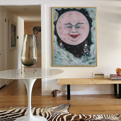 「别被月亮盯上」创意趣味油画