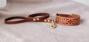 ZIF紫风进口头层牛皮真皮宠物狗项圈惠比特格力小灵缇柴犬脖套