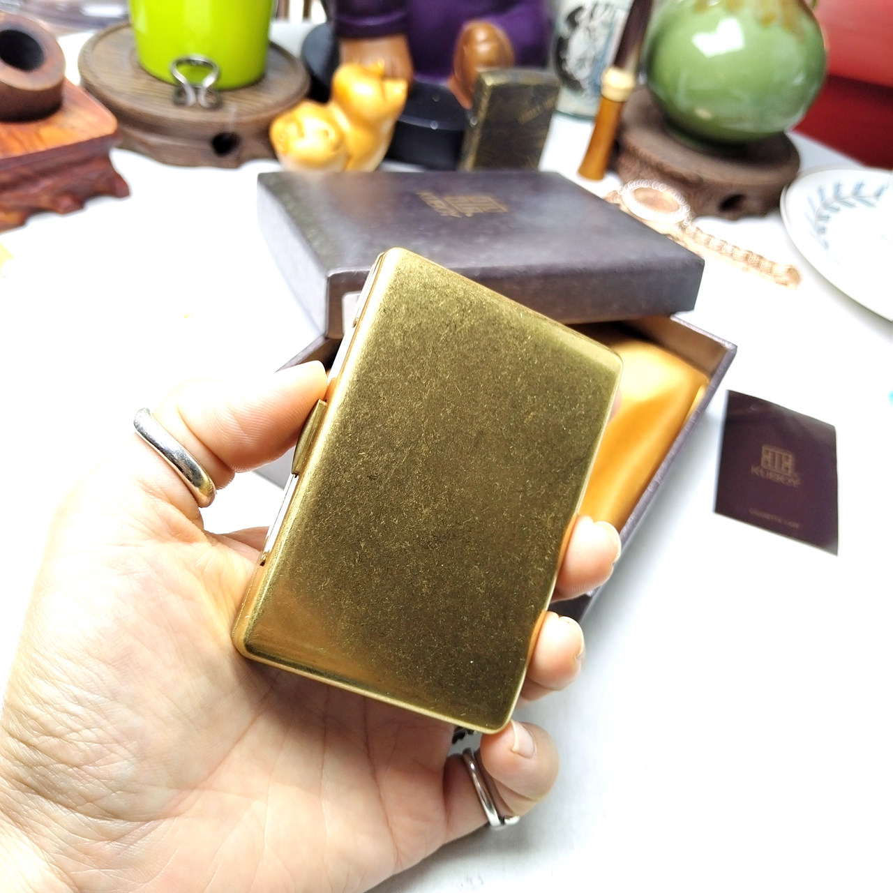 kc10正品酷宝原铜烟盒便携防压高档中支短细烟盒