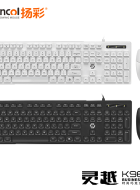 扬彩键盘有线鼠标套装静音薄膜巧克力台式电脑办公笔记本外接无声