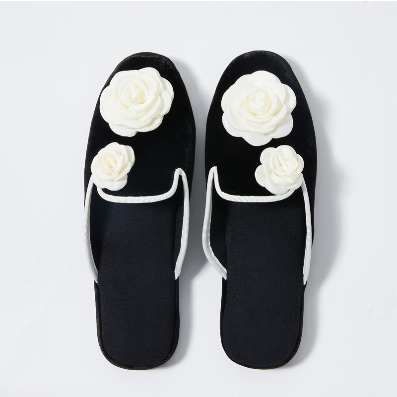 乐丽居高级欧式包头轻奢黑丝绒居家室内防滑静音拖鞋吸汗防水绣花,居家布艺,居家棉拖/棉鞋,淘宝优惠券,粉丝福利购,淘宝优惠卷