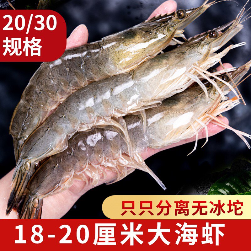 盐冻大虾海虾厄瓜多尔大白虾2030鲜活冷冻虾类海洋水产超大基围虾