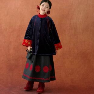 【现货在仓】『锦衣玉食』丝绒夹棉9分袖旗袍外套/刺绣羊毛半裙