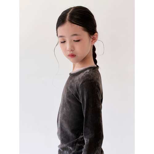 『布朗尼』   很特别的软糯撞色双领满格丝绒打底T 亲子 中性