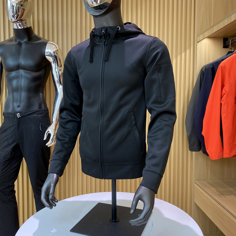 客供弹力空气层面料 春季男士纯色运动休闲针织连帽开衫 夹克外套
