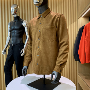 巴西订单！麂皮绒面料！秋冬新品男士弹力透气轻工装长袖衬衫外套