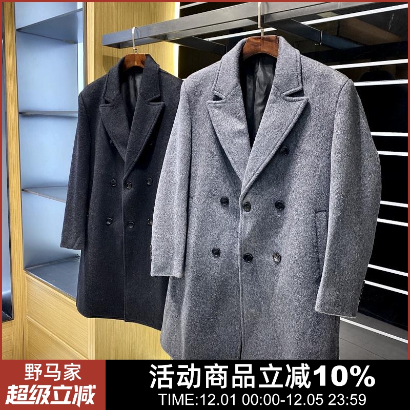 中长款双排扣毛呢大衣外套