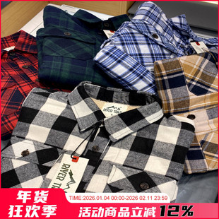 老美单 秋冬男士加绒加厚保暖不臃肿宽松休闲羊羔毛格子衬衫外套