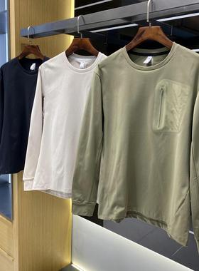 飞禽牛货！户外大厂订单！胸前压胶口袋！春季新品运动长袖T恤男