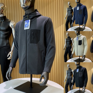 高端户外级！波浪纹防风保暖！秋冬情侣休闲连帽抓绒衣卫衣外套潮