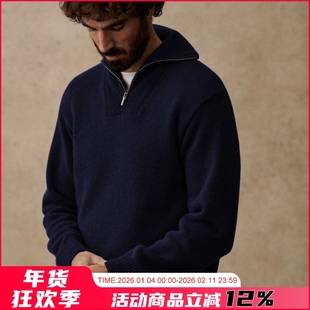 柜1.5W！轻奢桑蚕丝羊毛！德国16针横机保暖有型高领男针织衫外套