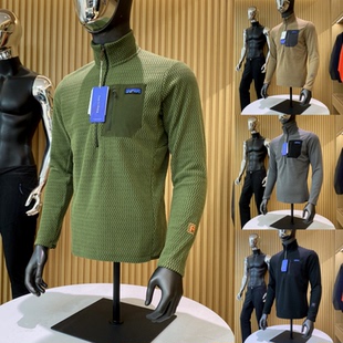 R1系列 定制波浪纹防风保暖秋冬情侣男女半拉链中间层户外抓绒衣