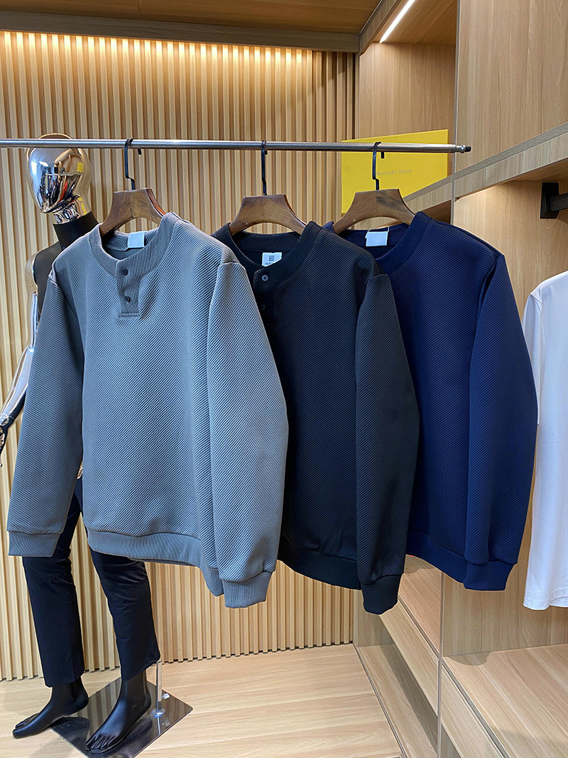 设计师力作 空气感浮纹男士宽松纽扣圆领卫衣 春季休闲运动套头衫,男装,卫衣,淘宝优惠券,粉丝福利购,淘宝优惠卷