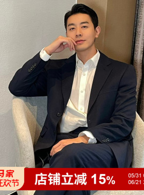 意式高奢！过万级！Super120支羊毛混纺！男商务休闲黑色西服西装