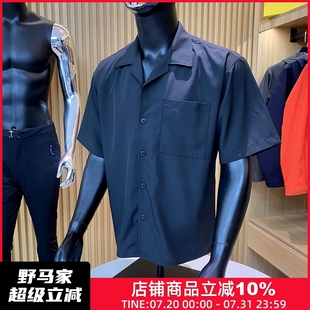 男夏季 外贸日单潮牌速干薄款 衬衫 宽松古巴领落肩时尚 休闲纯色短袖