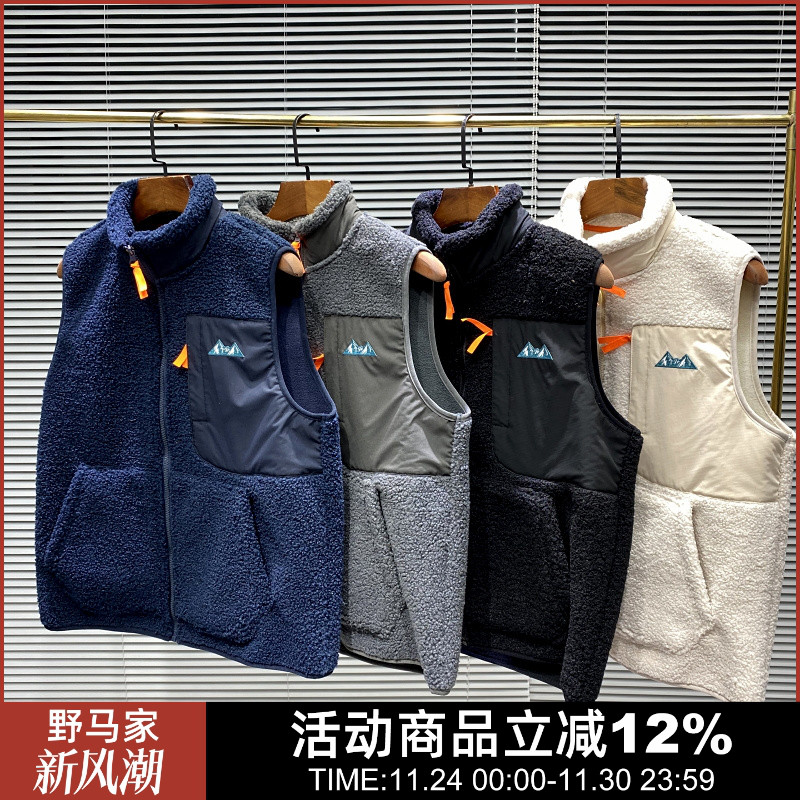 日单尖货！外贸男装情侣马甲摇粒绒保暖背心户外运动立领坎肩外套