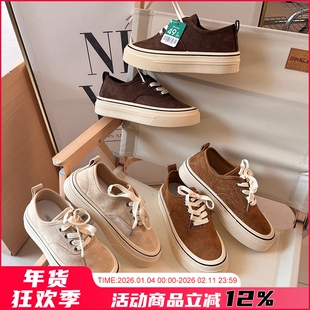 【女款】反绒革鞋面！秋冬新品女士橡胶鞋底帆布鞋休闲板鞋运动鞋