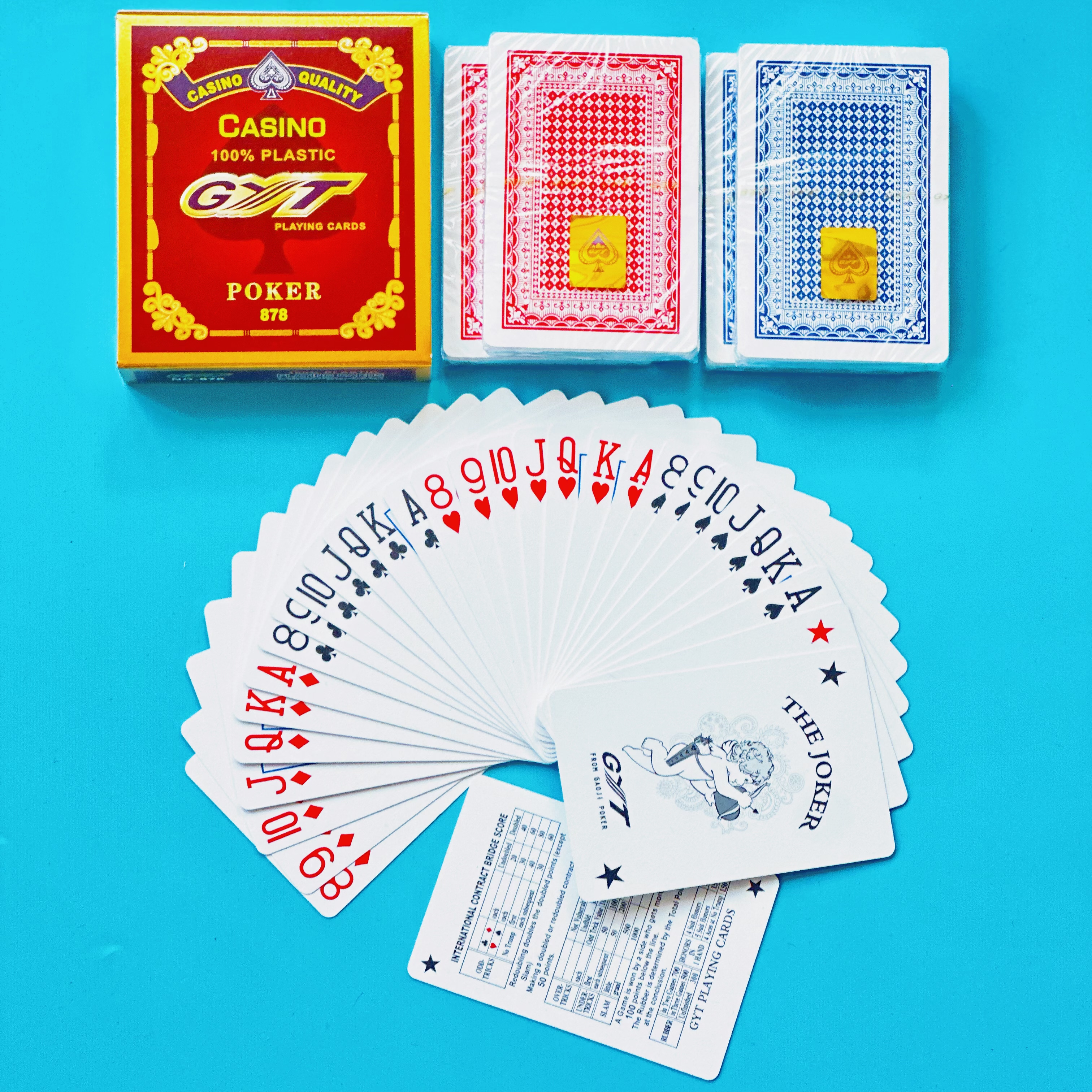 窄版梭哈扑克塑料8-A高档GYT878进口双面磨砂白边 加厚耐磨24副装