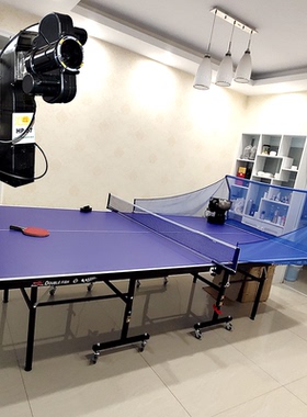 汇乓HP07发球机家用标准折叠乒乓球桌带轮可移动训练球台送回收网