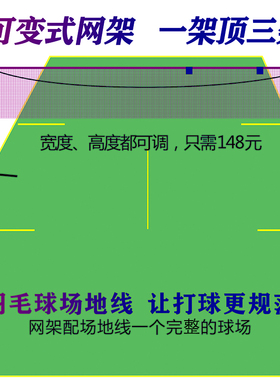 艾羽菲斯便携网柱卷盘收纳式单双打可调羽毛球场地线户外羽球网架