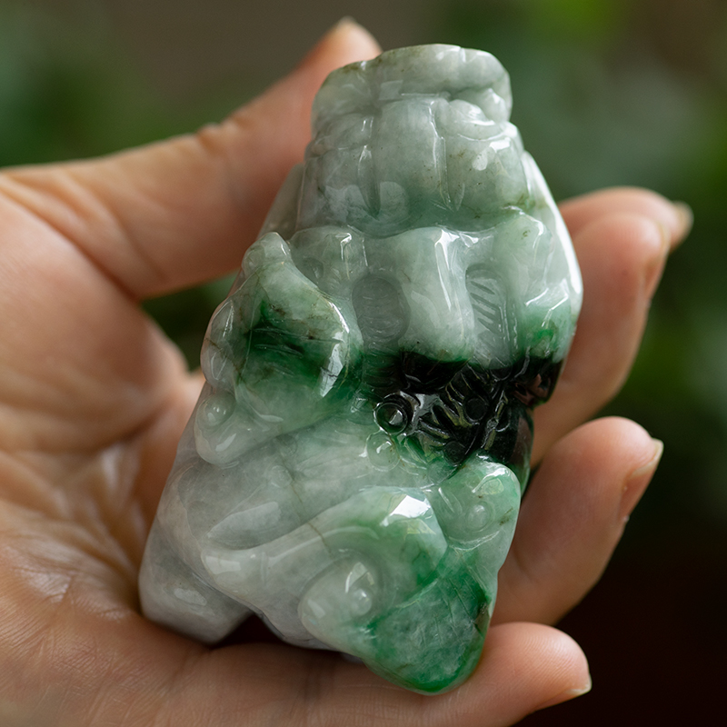 翡翠貔貅把件绿色玉石小摆件