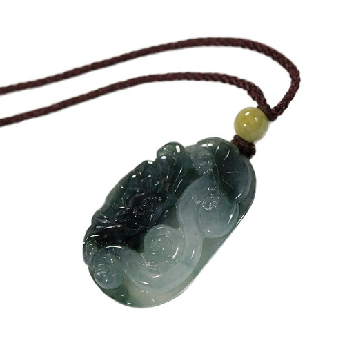 翡翠如意吊坠天然玉双色秀气