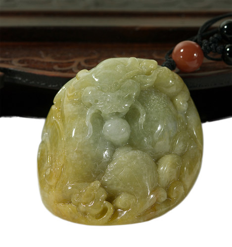 玉金蟾如意吊坠翡翠玉黄翡真玉