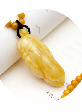 纯天然鸡油黄原石血珀蜜蜡吊坠