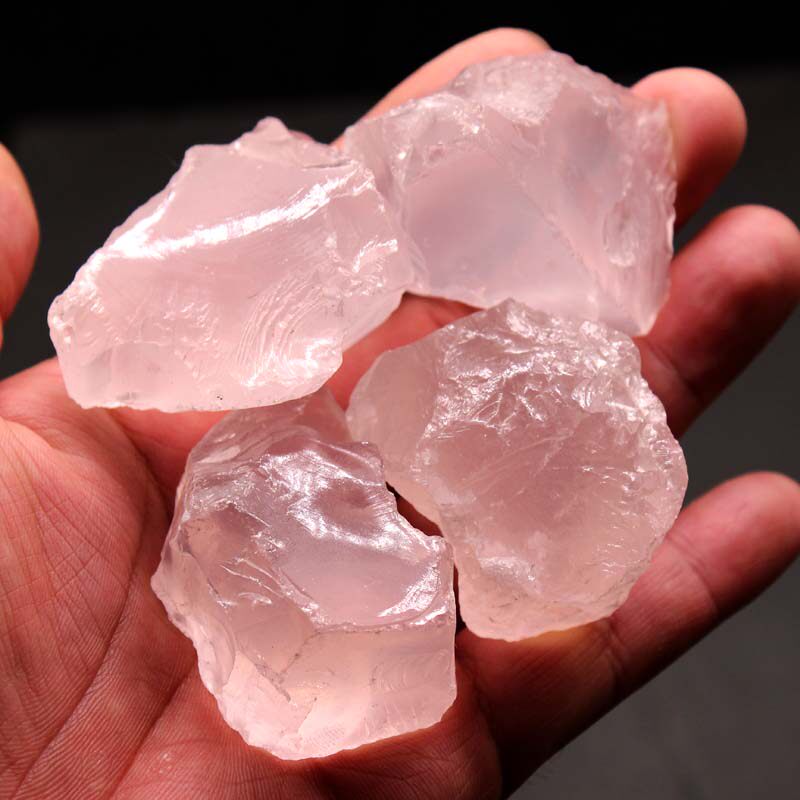 灵昌水晶碎石天然冰粉晶芙蓉石原石摆件水晶毛料矿石标本鱼缸石子