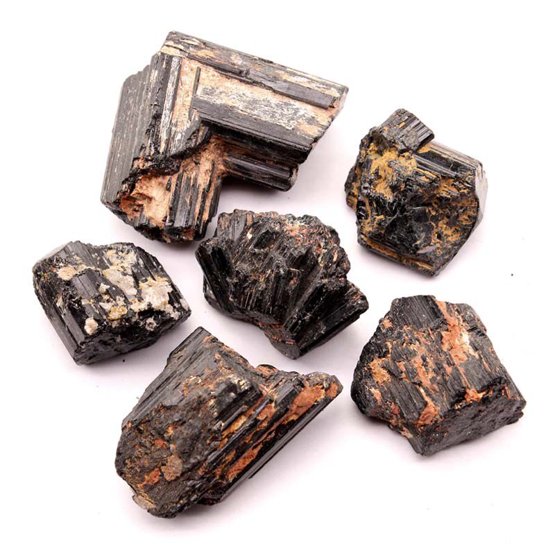 灵昌水晶碎石天然黑碧玺托玛琳黑电气石原石摆件矿石标本