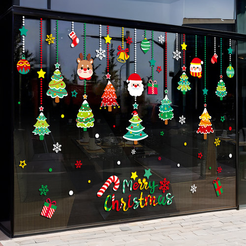 圣诞节装饰christmas布置橱窗贴