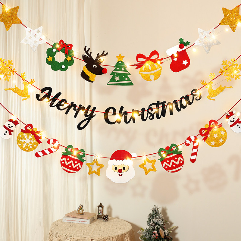 圣诞节装饰用品拉花拉旗彩旗挂饰吊顶客厅布置场景氛围圣诞树挂件