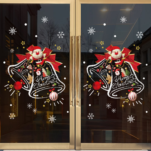 静电免胶反复使用圣诞铃铛门贴