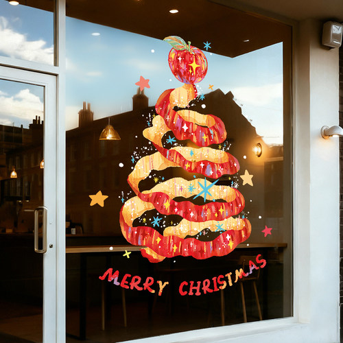 圣诞节装饰玻璃贴纸静电贴窗花