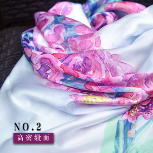 蜜蜂爸爸原创设计 花农女作品高密缎面水彩画印花丝巾 高级感礼物