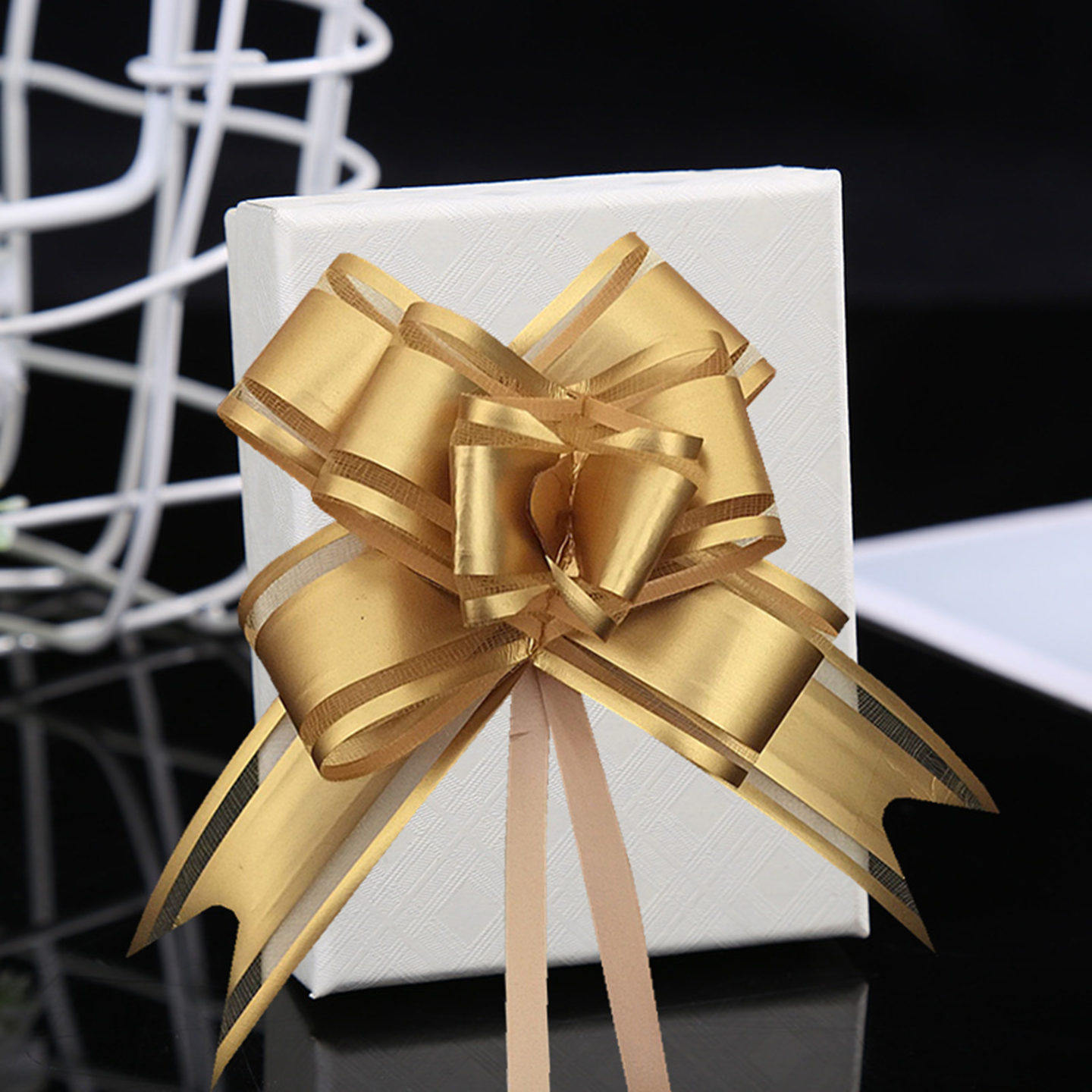 哑光拉花装饰婚车彩带蝴蝶结结婚婚房房间礼品布置雪纱丝带手拉花