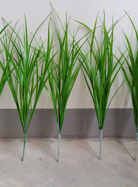 热卖仿真稻草小秧苗 塑料花麦苗塑料假青草 悯农禾苗道具绿色水草