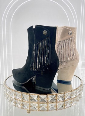 专柜正品Roberta诺贝达女鞋RA98008时尚气质百搭流苏简约女短靴