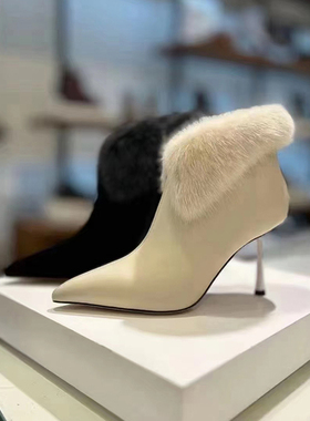 专柜正品 Roberta诺贝达女鞋2023冬款尖头 女靴短靴靴子RA234308