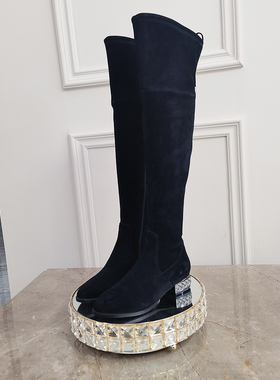 专柜正品Roberta诺贝达女鞋RA08016冬季水钻过膝长靴系带长筒靴子
