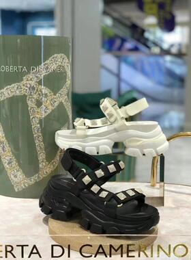 专柜正品Roberta诺贝达女鞋RM229201夏款铆钉厚底舒适运动凉鞋