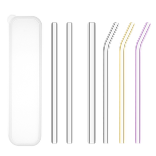 玻璃吸管弯曲食品级耐高温加长大口径粗高硼硅便携带刷收纳盒配件