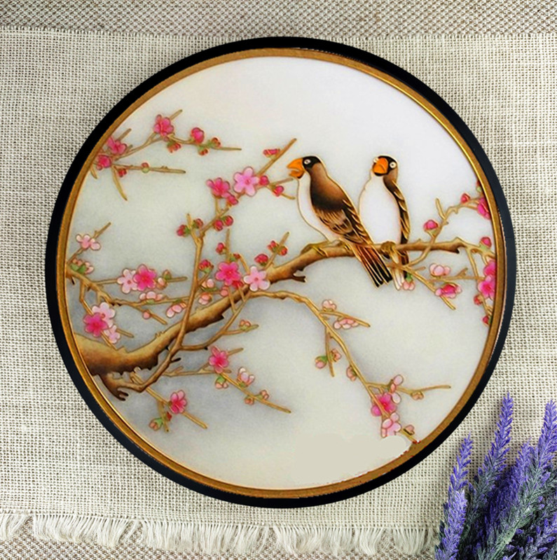 掐丝珐琅景泰蓝手工艺画材料金丝彩砂装饰画玄关视频diy双喜.图