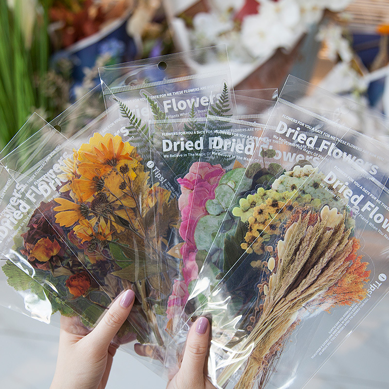 创意复古花卉植物PET防水大贴纸手帐diy装饰手机壳平板贴画素材