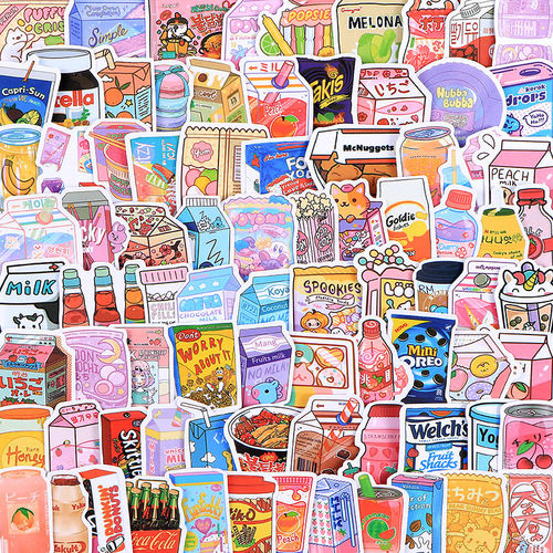 零食贴纸食物饮料可爱DIY手账