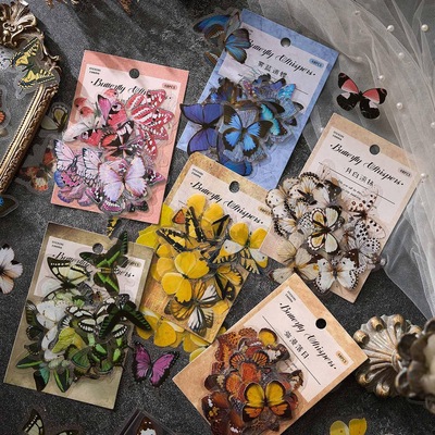 蝴蝶絮语系列PET贴纸包 ins风花卉蝴蝶手账diy装饰打底素材贴画